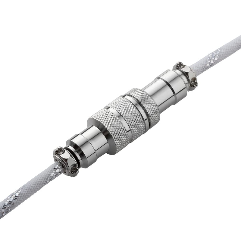 CableMod Pro Coiled Keyboard Cable (Sterling Foil White, USB A to USB Type C, 150cm) Sterling White (White/Silver on White)