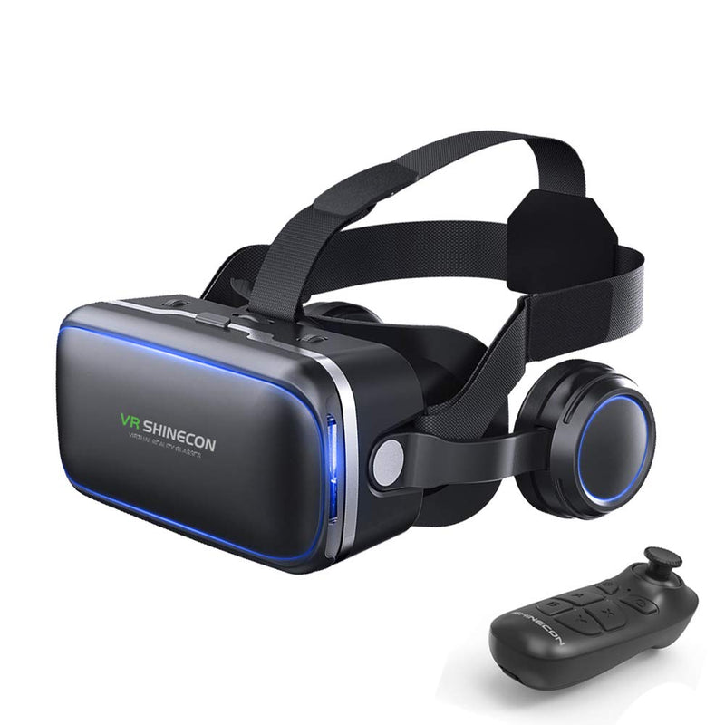 VR Headset for iPhone & Android Phone,3D VR Glasses for TV,Movies & Video Games,VR Headset with Remote Controller,Virtual Reality Headset for iPhone/Android Phone Compatible 4.7-6 inch vr headset with remote