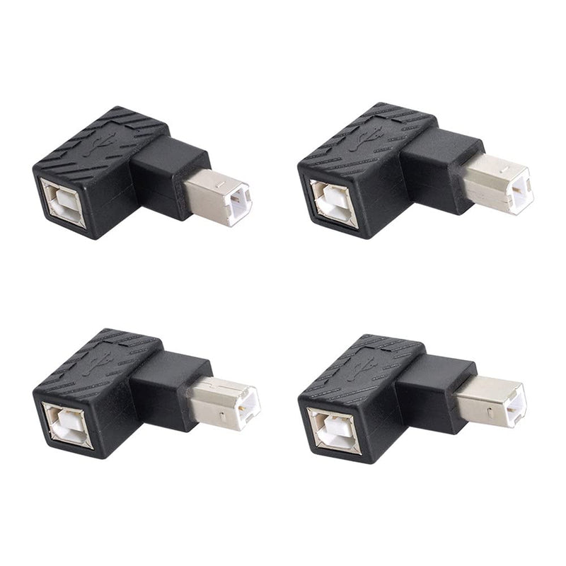 Xiwai 4Pcs USB 2.0 B Type Male to Female Extension Adapter Horizontal Vertical Angled 90 Degree for Disk Scanner