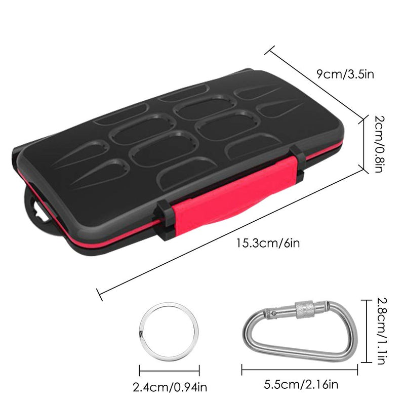 Set of 2, Memory Card Case with Carabiner and Card Removal Tool, findTop Water-Resistant Shockproof Carrying Case Protector Box 24 Slots for 12 Piece SDHC/SDXC Cards and 12 Micro SD Cards