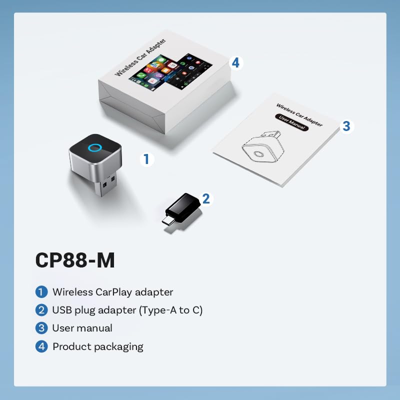 2026 Upgraded Wireless CarPlay Adapter, Fast Auto Connect, Stable Connection, Mini Size Plug & Play Adapter for iPhone & Android Auto Compatible Cars