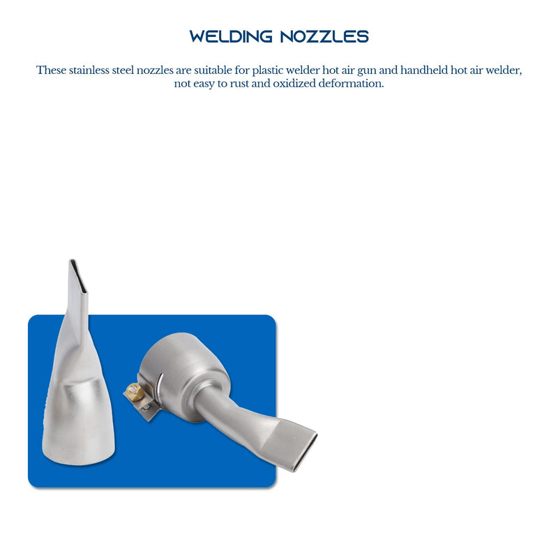 Gugxiom Pack of 2 Nozzles, Stainless Steel Nozzles, 20 mm Small and 40 mm Large Tip, Welding Tools for Plastic Heat Gun/Handheld Hot Air Welding Machine