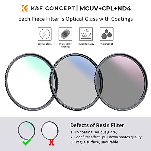 K&F CONCEPT 52mm UV/CPL/ND Lens Filter Kit
