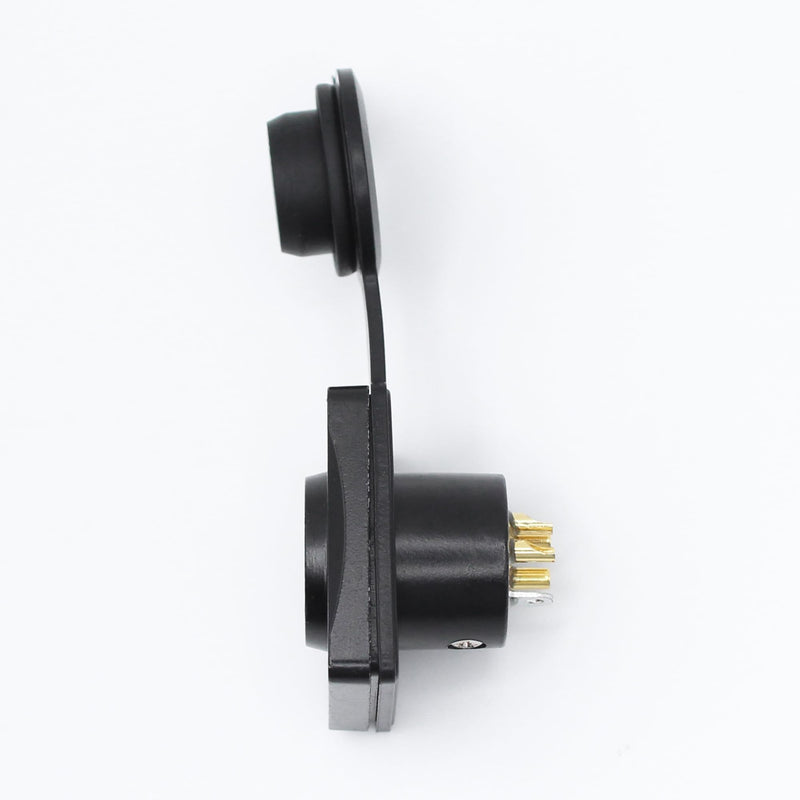 4-Pin XLR Male Jack Panel Mount Jacks with Waterproof Cover,Gold Plated XLR 4 Pin Microphone Audio Jack Connector D Series Size,Black Male,Black