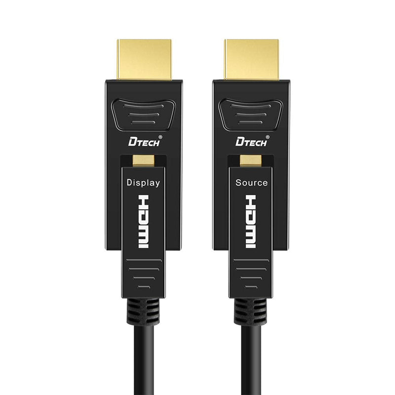 DTECH 25 Feet Fiber Optic HDMI Cable 4K 60Hz YUV 444 18Gbps Ultra HD with Dual Connector Micro to Standard HDMI Cord for TV Projector Computer Monitor (8 Meters) 25ft