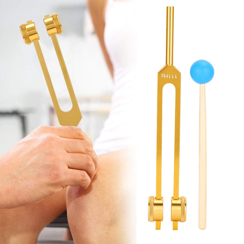 [AUSTRALIA] - 111HZ Tuning Forks for Healing, Frequency Tuning Fork with Hammer Frequency Healing Devices for DNA Repair Healing Sound Healing Forks (Gold) 