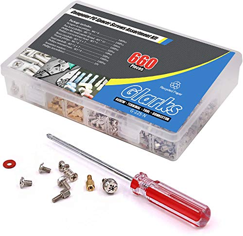 Glarks 660-Pieces Phillips Head Computer PC Spacer Screws Assortment Kit for Hard Drive Computer Case Motherboard Fan Power Graphics (Extra: Phillips Screwdriver)