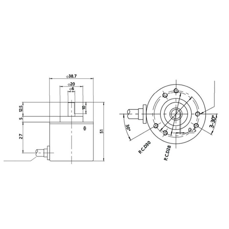 Half Hollow Wave Encoder, Abz Encoder 3-Phase Compact for Engineering Areas for Office Automation (C38S6G5-300Z-G24N, Pisa Leaning Tower Type)