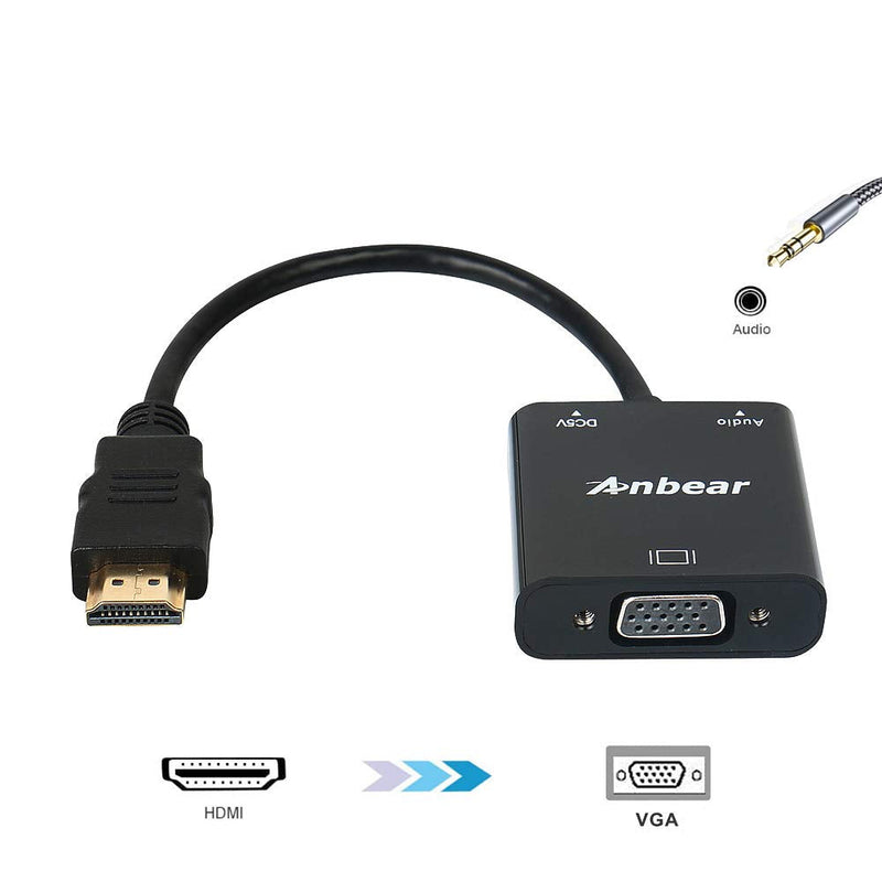 HDMI to VGA Adapter with Audio(10 Pack), Gold-Plated VGA to HDMI Adapter (Male to Female) Compatible for Computer, Desktop, Laptop, PC, Monitor, Projector, HDTV, Chromebook,Roku, Xbox and More 10 Pack