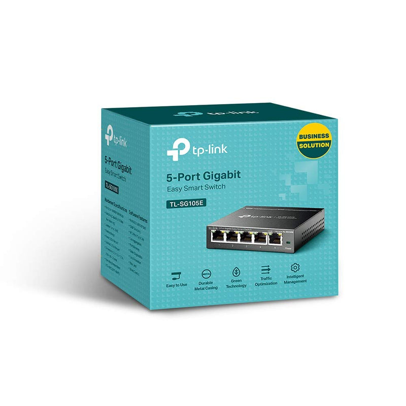 TP-Link 5-Port Gigabit Ethernet Easy Smart Switch| Plug and Play | Desktop | Sturdy Metal w/Shielded Ports | Limited Lifetime Replacement (TL-SG105E), Black… | Plug and Play, Desktop, Sturdy Metal w/Shielded Ports, Limited Lifetime Replacement, Black