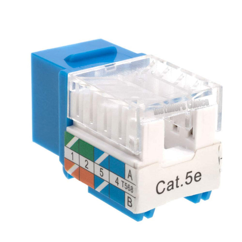 Cat5e Keystone Ethernet Wall Jack Punch Down UTP 45-Degree (Easier Termination Than 90-Degree), RJ45 Slim Profile Speed Termination 45° Angled Blue (50 Pack) 50 PCS