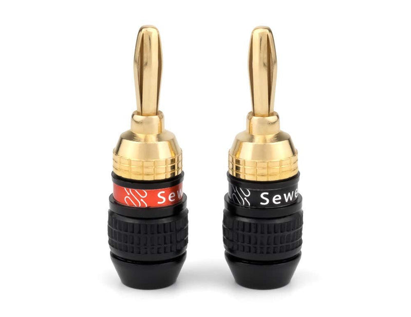 Sewell SW-29863-12 Deadbolt Banana Plugs 12-Pairs by, Gold Plated Speaker Plugs, Quick Connect 12 Pairs