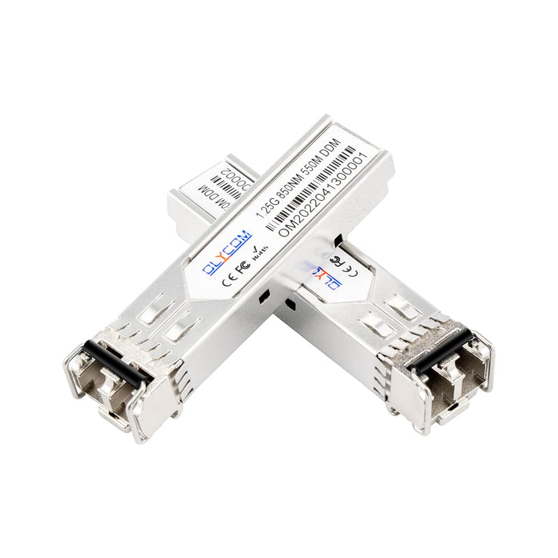 1.25G SFP 1000Base-SX 850nm Industrial MMF Multimode up to 550m Duplex LC DDM for Outdoor Use (2Pack) 2