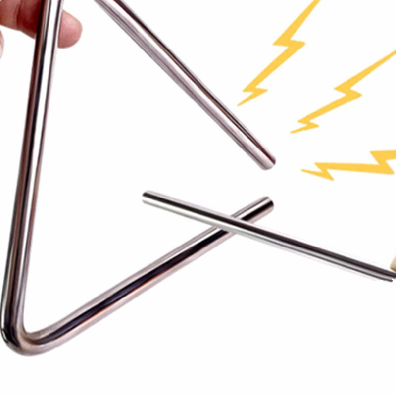 5" Musical Steel Triangle with Striker, 6" Hand Percussion Music Triangles Instrument 5 Inch 6 Inch for Music Learning Practicing Enlightenment (2 Pack)