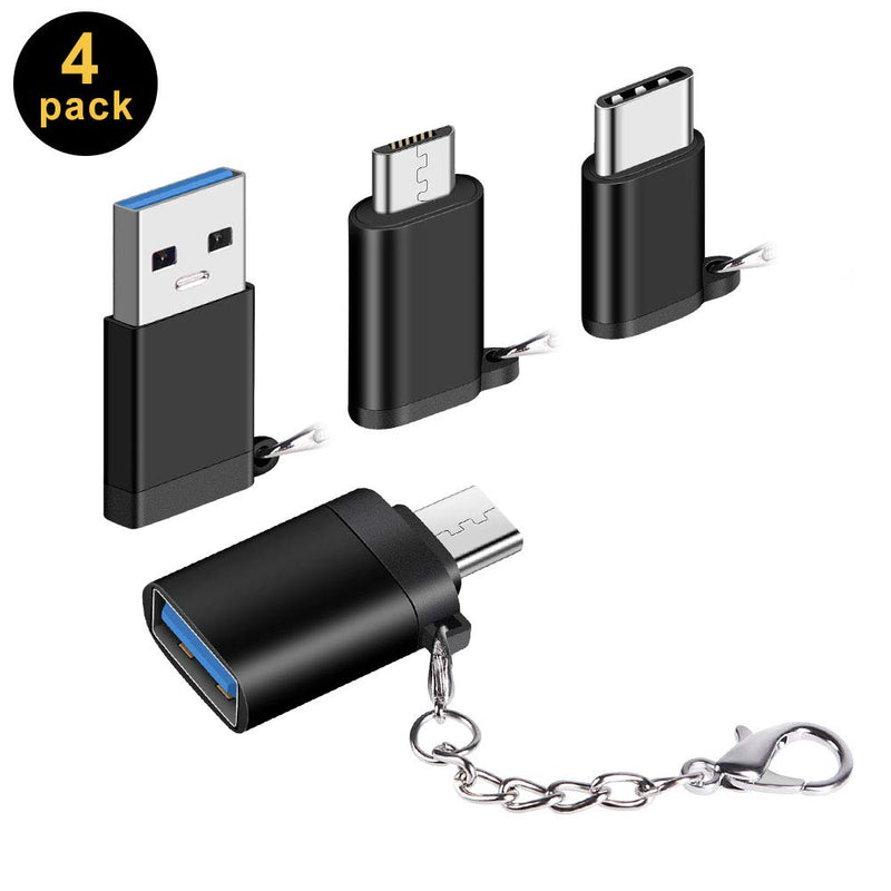 USB C Adapter 4Pack Micro USB to USB C Adapter USB C to USB-A USB C to USB Converter Type c Adapter OTG USB Type C Adapter Portable Key Fob for Huawei Mate Galaxy LG 4usb type c kit