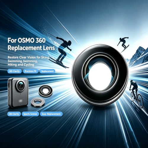 Koulele Camera Lens for DJI Osmo 360 Panoramic Action Camera Black Circular Frame with Protective Glass (1pic Lens+Tools new) 1pic lens+tools new
