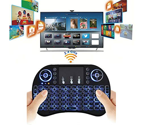 Wireless Mini Keyboard Remote Control Touchpad Mouse Combo Controller with RGB Backlit for Smart TV Android TV Box PC IPTTV 2.4GHz