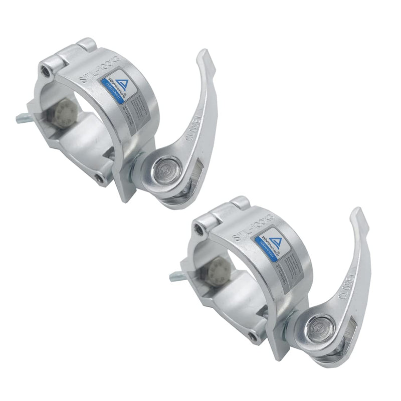 Quick Release Stage Light Clamps,Heavy Duty Aluminum Alloy Mount Silver Lighting Clamps with TUV Certified, Fit 2 inch OD Truss Pipe