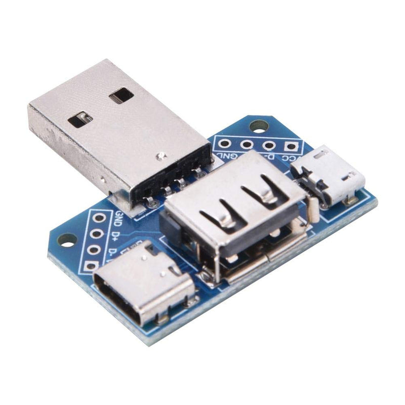 5pcs USB Adapters, Male to Female USB Connector DIP Adapter Branch Board 2.54mm 4P Micro Type-C Connector Converter
