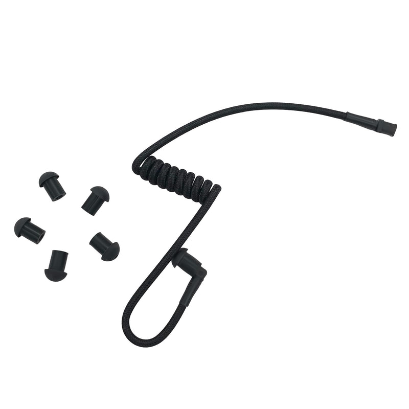 [AUSTRALIA] - Radio Earpiece Accessories Braided Acoustic Coil Tube Kinitted Fabric Nylon Moisture-Resistant Replacement with Ear Piece Tips (Black) Black 