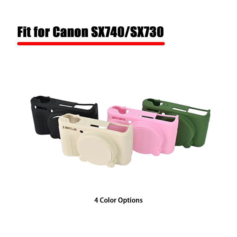 SX740 Silicone Camera Case Rubber Cover for Canon PowerShot SX740 SX730 HS Cameras Accessories Body Skin with Hand Neck Strap Lanyard Black