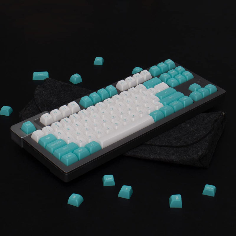 Mintcaps White Green Keycaps 150 Keys Doubleshot MSA Profile Custom Keycaps for 61/64/68/84/87 Mechanical Gaming Keyboard Light Green