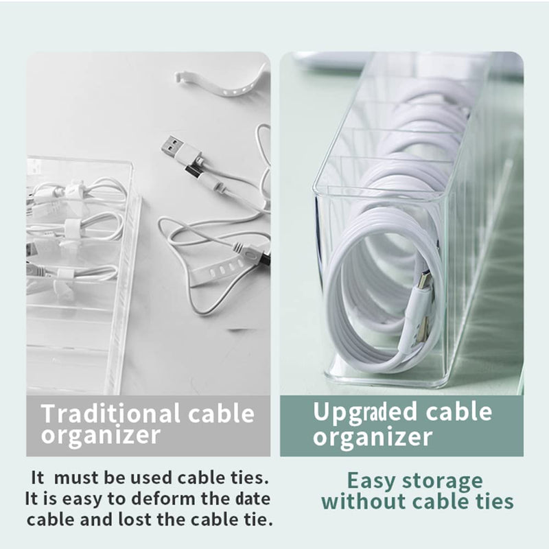 Charger Cable Cord Storage Organizer - Easy Storage Without Cable Ties - Desk Drawer Accessories Organizers - 1 Pack (With Lid)