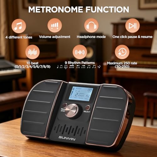 SUNYIN Wireless Page Turner & Metronome Music Foot Switch Pedal for iPad,Tablets,Phone