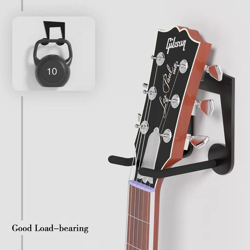 Guitar Wall Mount Hanger 2 Pack, Ukulele Mount, Steel Guitar Hangers for Wall, Guitar Hook Holder for Bass, Guitar, Violin, Black
