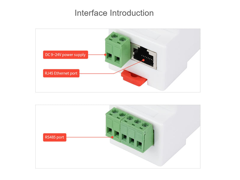 waveshare RS485 to RJ45 Ethernet Converter Adapter,TCP/IP to Serial Converter, Industrial Rail-Mount RS485 Serial Server Supports TCP Server/TCP Client/UDP Mode/UDP Multicast