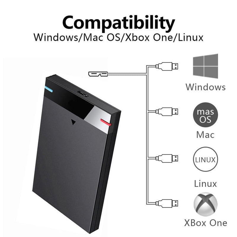 HWAYO 2.5'' 1TB Ultra Slim Portable External Hard Drive USB3.0 HDD Storage for PC, Desktop, Laptop, MacBook, Chromebook, Xbox One
