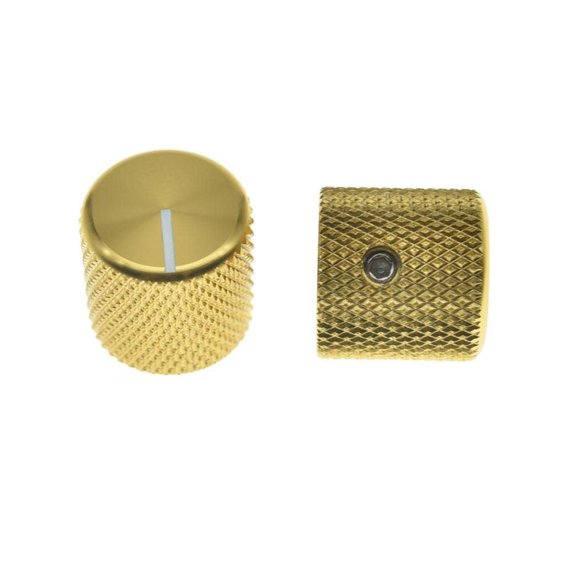 [AUSTRALIA] - KAISH Set of 2 Aluminium Metal Flat Top Guitar Bass Knobs Guitar Volume/Tone Control Knobs 1/4" Universal Potentiometer Pot Knobs with Indicator Line for Tele/Telecaster Gold 