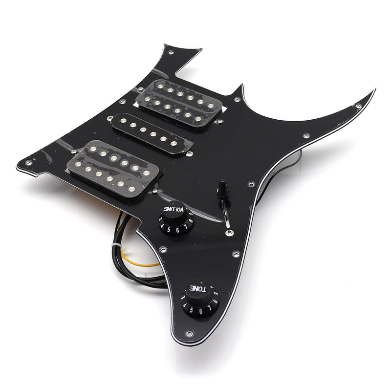 [AUSTRALIA] - 3-Ply Prewired Loaded HSH Guitar Pickups Pickguard for Ibanez Electric Guitar Replacement (Black) Black 