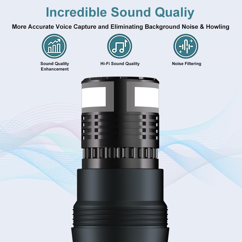 Dual UHF Wireless Microphone System - 2 Handheld Mics, 160ft Range, Noise Cancelling & Rechargeable for DJ/Live Performance, Business Meeting, karaoke singing mic, Recording Anti-Interference