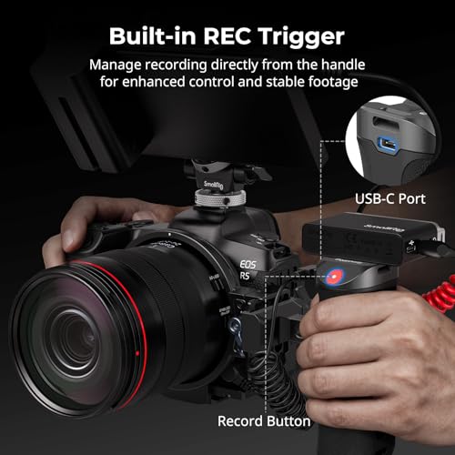 SMALLRIG Side Handle for Arca-Swiss with Recording Trigger, 3 Control Cable, Fit for Sony A7 III/ FX3/ A6600, for Canon R5II/ R5C, for FUJIFILM X-H2S/ X-T5, for Panasonic S5 II/ GH5-5694
