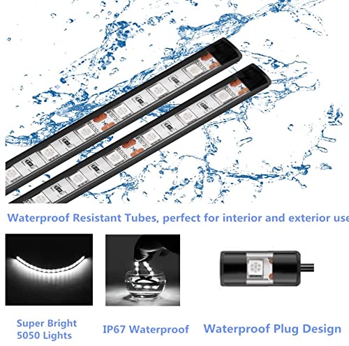 Boat Led Strip Lights, 4 Pcs 24'' Marine Interior Courtesy Deck Navigation Lights, Super Bright Waterproof Marine Led Lights Strip for 12V Pontoon Fishing Boat Yacht Kayak Sailboat (White) White