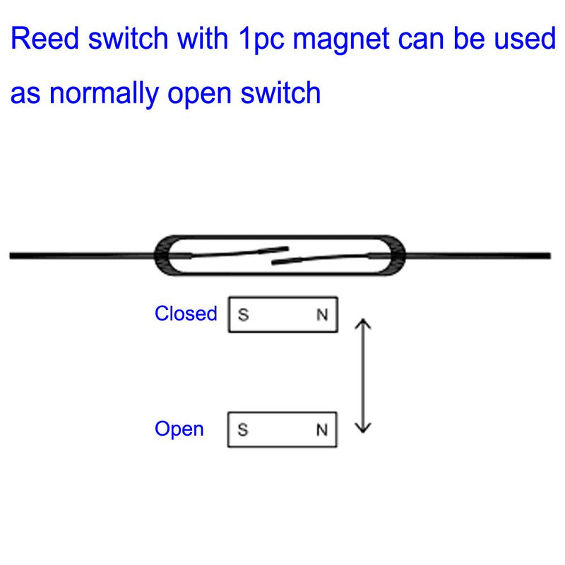20pcs Glass Reed Switch Reed Contact Normally Open (N/O) Magnetic Induction Switch (2mm×14mm) with 20pcs Multi-Use Magnetic Sheet Transparent-E383