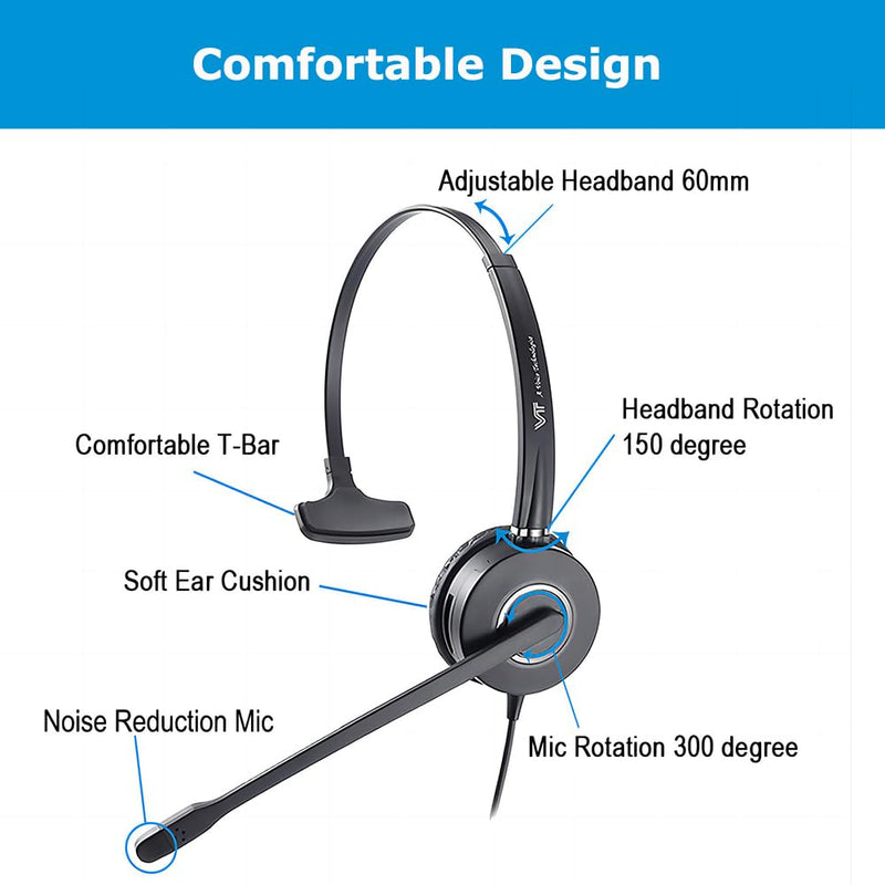 [AUSTRALIA] - Mono Plantronic-QD Headset with Microphone - for Cables with Quick Disconnect Connector for Call Center Office (VT6932QD) Mono-1 