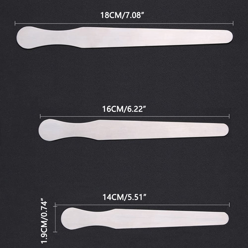 3 Pieces Stainless Steel Tongue Spatulas for Crafts, Beauty Salon, Dental Examination (14cm+16cm+18cm)