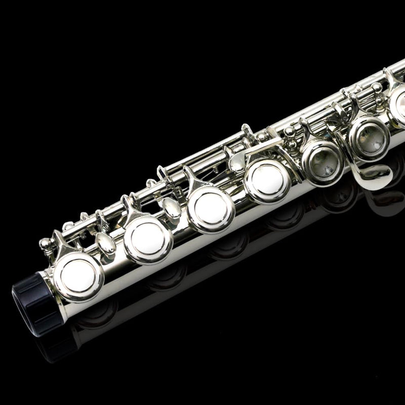 New 16 Hole C key Flute with Gloves Cleaning Rod Case Closed hole Nickel Silver Flute instrument (#silver) #silver
