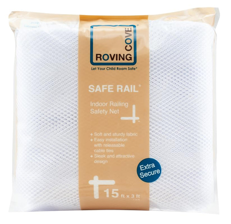 [AUSTRALIA] - Roving Cove Stair Banister Guard 15ft x 3ft, Railing Safety Net for Baby Proofing, Child Safety Stairway Cover, Balcony Mesh Netting, Pearl White 180x36 Inch (Pack of 1) 