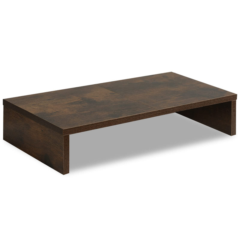 TEAMIX 2 Pack Rustic Brown Wood Monitor Stand Riser and 1 Pack 20 inch Rustic Brown Wood Monitor Stand Riser for Computer Desk Home Office Organization.