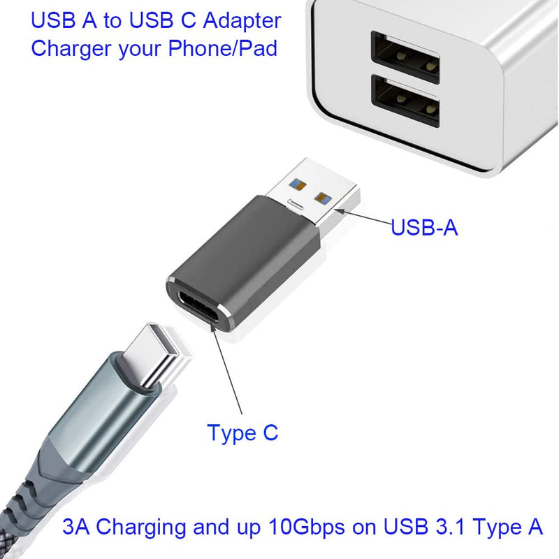 10Gbps USB C Female to USB Male Adapter 2 Pack, QCEs USB 3.1 Gen2 to USB C Adapter Double-Sided Data Transfer and 60W Fast Charging Connector Compatible with iPhone 13/iPad/AirPods,Laptop,Quest Link