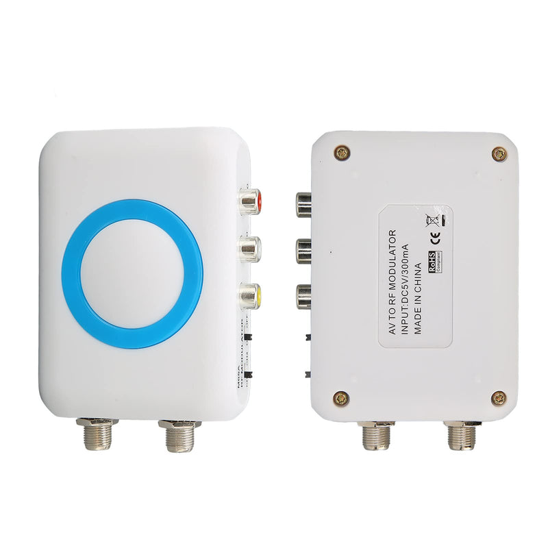 M65A‑NTSC RF Modulator, NTSC TV Link Modulator AV to RF Converter, VHF Demodulator Converter with Output Channel Selectable, for CATV System