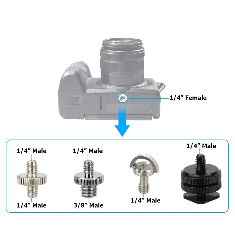 [AUSTRALIA] - CAMVATE 30PCS Camera Screw Mount Set 1/4 to 1/4,1/4 to 3/8,1/4 to 5/8,1/4 & 3/8 Camera Mount Adapter for Tripod/Monopod/Microphone/Flash Light/Quick Release Plate Converter Screws Adapter 