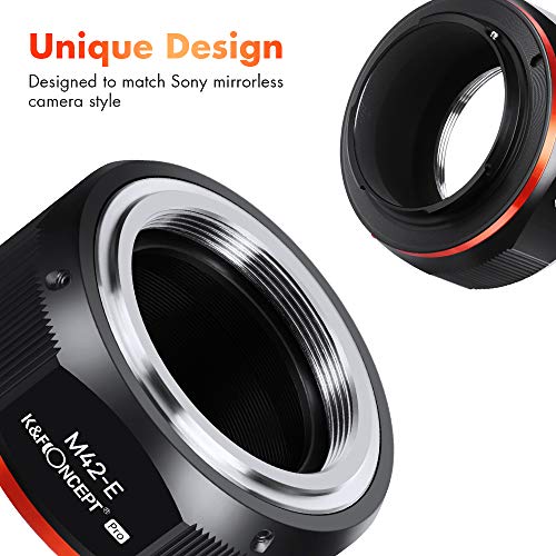 K&F Concept Lens Mount Adapter Comaptible for M42 Lens to Sony NEX Alpha E-Mount Camera Compatible with Sony Alpha NEX-7 NEX-6 NEX-5N NEX-5 NEX-C3 NEX-3 with Matting Varnish Design