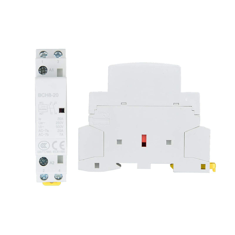 Jadeshay AC Contactor 2P 20A 24V 220V/230V 50/60Hz Household Contactor DIN Rail Mounting 1NO 1NC (24V)