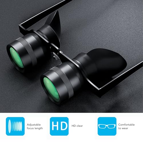 Zoom Optics Binocular Glasses, 3X Zoom Opera Glasses, Binoculars Glasses with Polarized Lens Handsfree Adjustable HD Optical Telescope Glasses for Fishing Bird Watching Black 10x