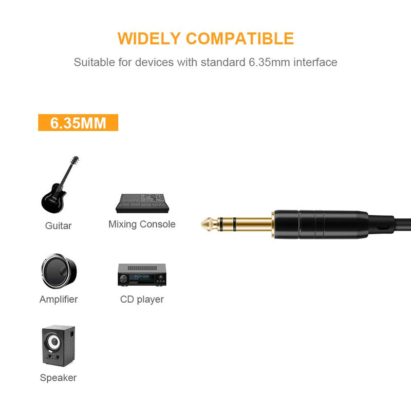 [AUSTRALIA] - CableCreation 1/4’’ TRS Cable, 50 Feet 1/4 Inch to 1/4 Inch 6.35mm Balanced Stereo Audio Cable for Studio Monitors,Mixer,Yamaha Speaker/Receiver,Black 