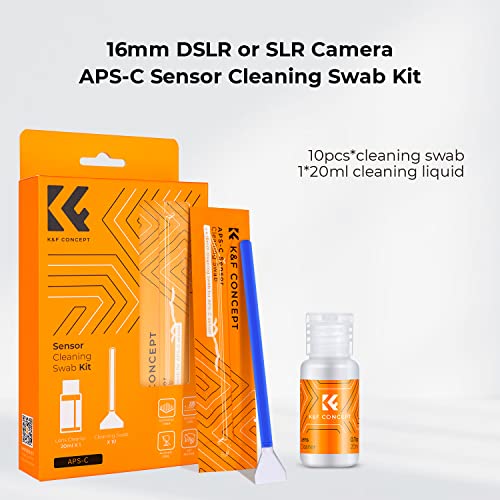K&F Concept 24mm Full Frame Sensor Cleaning Swab*10+20ml Sensor Cleaner+Long Nozzle Air Blower